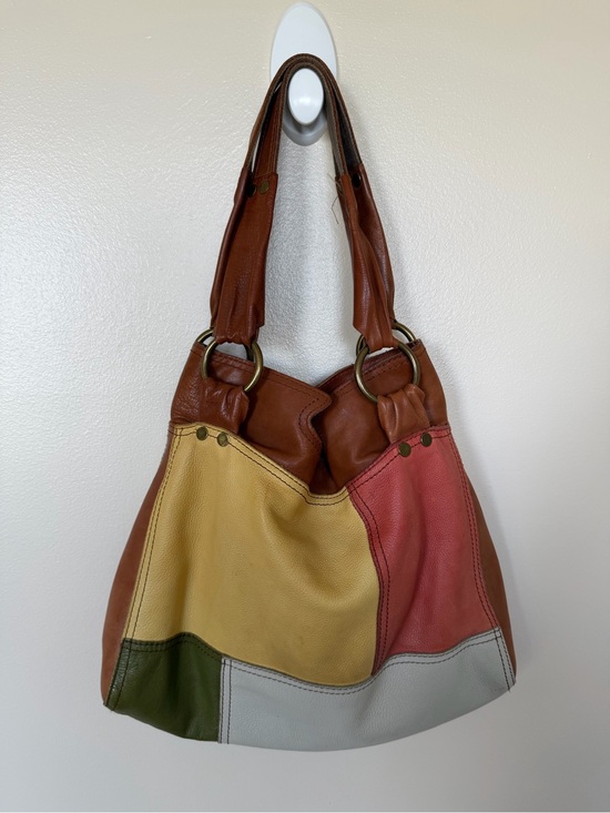 Lucky Brand Handbags - LUCKY BRAND Pebble Leather Colorful Patchwork Hobo Shoulder Bag Shopper Tote